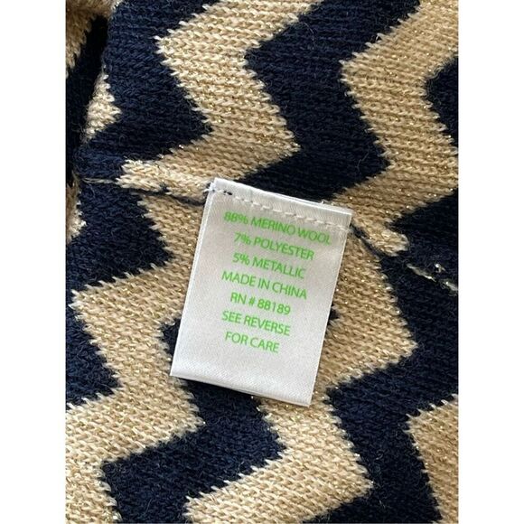 Lilly Pulitzer Santana Dazzle Gold Blue Chevron Merino Wool Dress Size Large EUC - Picture 4 of 8